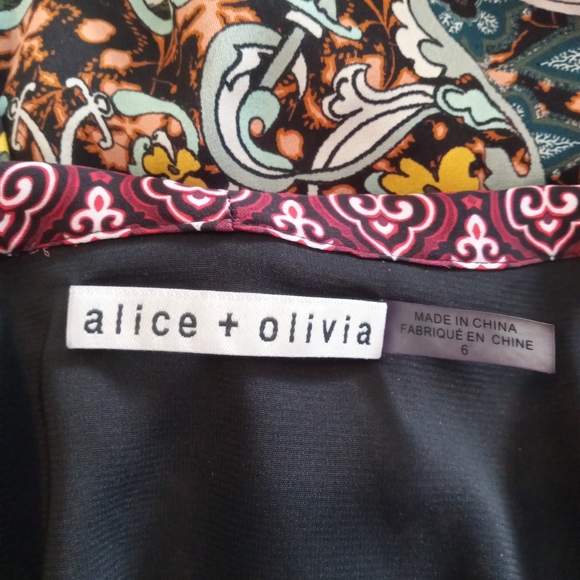 Alice + Olivia Elaina Tie Neck Paisley Blouse Size 6 - Picture 9 of 11